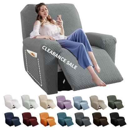 YEMYHOM 8 Pieces Stretch Recliner Sofa Cover Latest Jacquard Reclining Couch Cover with Side Pocket Anti-Slip Fitted 3 Cushion Furniture Slipcovers with Elastic Bottom (Sofa Recliner, Light Gray)