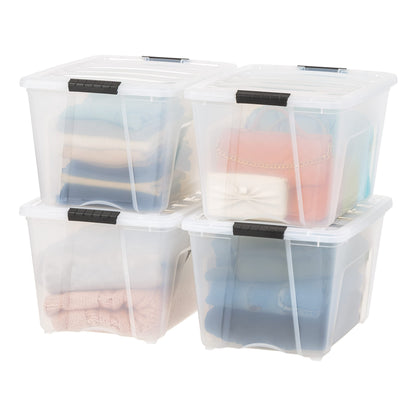 IRIS USA 4-Pack 32 Quart Storage Bins with Lids, Clear