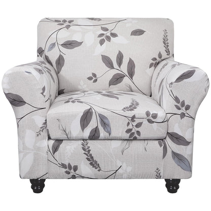 SearchI Stretch Sofa Cover Printed Couch Cover, Floral Pattern 4 Pieces Sofa Slipcover with 3 Separate Cushion Cover, Washable Furniture Protector for Living Room(Sofa, Yellow+Flower)