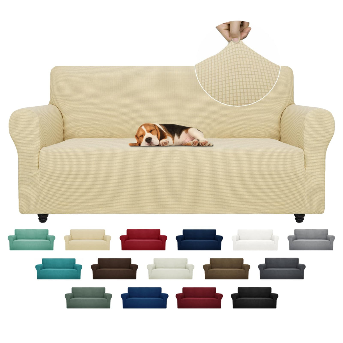 ZNSAYOTX Super Stretch Couch Cover (72"-92") Universal Sofa Covers with Elastic Bottom, Dog Cat Pets Friendly Washable Furniture Protector Fitted Sofa Slipcovers Stay in Place (Dark Grey, Sofa)