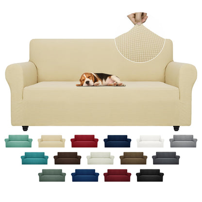 ZNSAYOTX Super Stretch Couch Cover (72"-92") Universal Sofa Covers with Elastic Bottom, Dog Cat Pets Friendly Washable Furniture Protector Fitted Sofa Slipcovers Stay in Place (Dark Grey, Sofa)