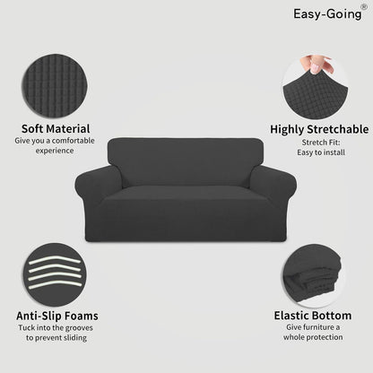 Easy-Going Stretch Loveseat Couch Covers Washable Dark Gray