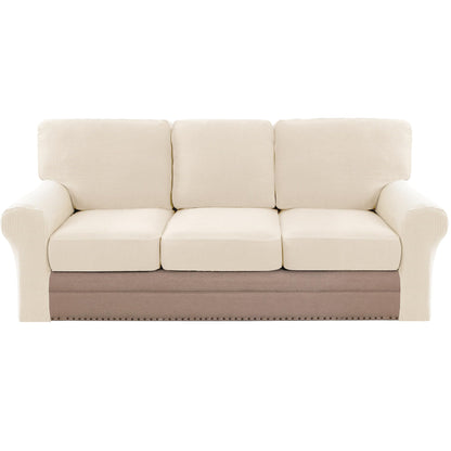 H.VERSAILTEX Multi-Pieces Sofa Covers Stretch Couch Covers Form Fitted Seats and Back Cushions Covers (3 Seat Covers Plus 3 Back Cusion Covers, Bonus 2 Armrest Covers), Sand