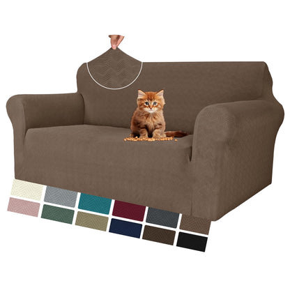 MAXIJIN Super Stretch Couch Cover for 3 Cushion Couch, 1-Piece Universal Sofa Covers Living Room Jacquard Spandex Furniture Protector Dogs Pet Friendly Fitted (Large, Gray)