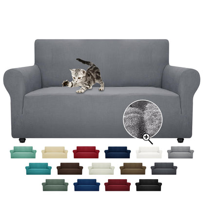 ZNSAYOTX Super Stretch Couch Cover (72"-92") Universal Sofa Covers with Elastic Bottom, Dog Cat Pets Friendly Washable Furniture Protector Fitted Sofa Slipcovers Stay in Place (Dark Grey, Sofa)