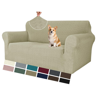MAXIJIN Super Stretch Couch Cover for 3 Cushion Couch, 1-Piece Universal Sofa Covers Living Room Jacquard Spandex Furniture Protector Dogs Pet Friendly Fitted (Large, Gray)