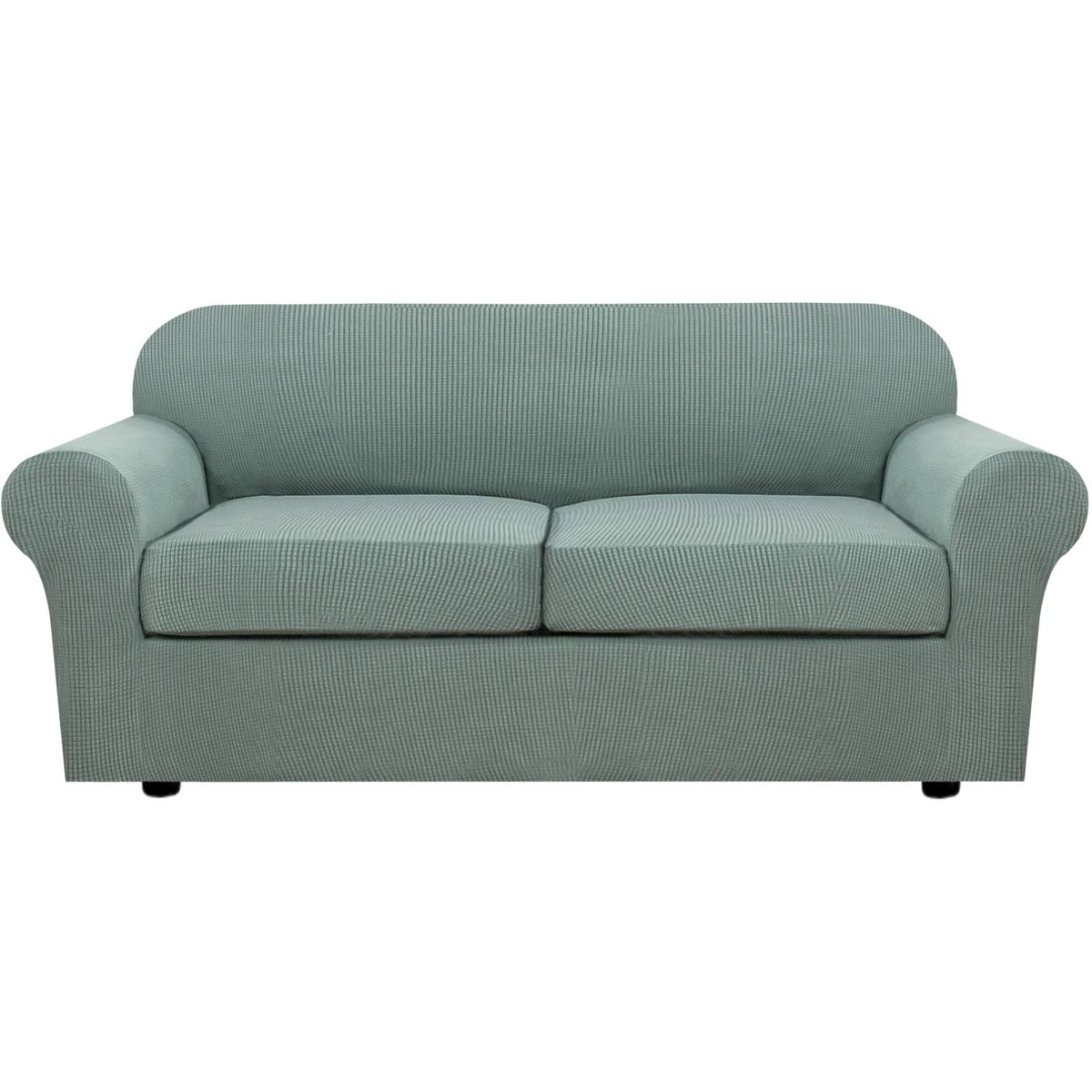 H.VERSAILTEX 4 Piece Stretch Sofa Covers for 3 Cushion Couch Covers for Living Room Furniture Slipcovers (Base Cover Plus 3 Seat Cushion Covers) Upgraded Thicker Jacquard Fabric (Sofa, Navy)