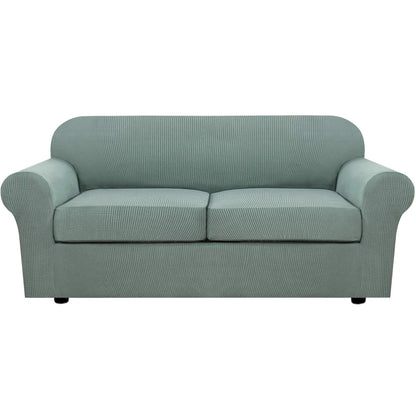 H.VERSAILTEX 4 Piece Stretch Sofa Covers for 3 Cushion Couch Covers for Living Room Furniture Slipcovers (Base Cover Plus 3 Seat Cushion Covers) Upgraded Thicker Jacquard Fabric (Sofa, Navy)