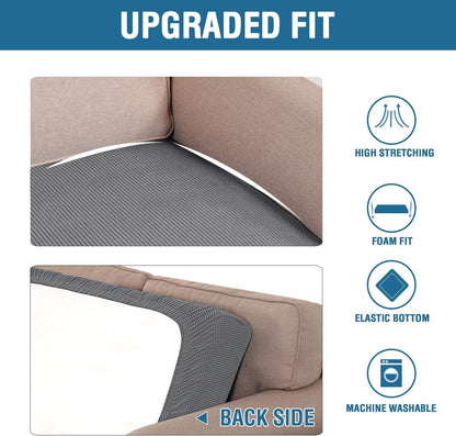 H.VERSAILTEX Super Stretch Individual Seat Cushion Covers Sofa Covers Couch Cushion Cover Slipcover Sets Thick Jacquard Textured Twill Fabric (3 Piece Sofa Cushion Covers, Grey)