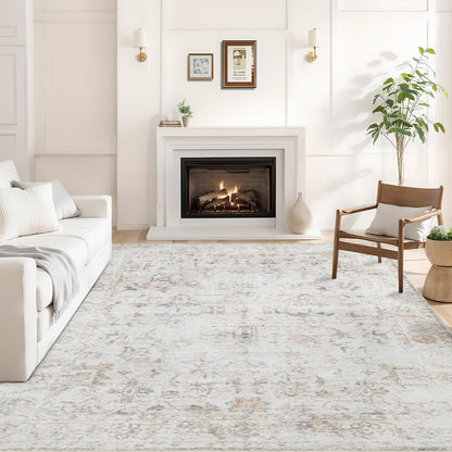 Washable 8×10 Area Rug for Living Room Grey