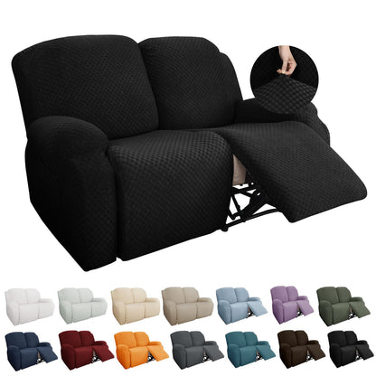 YEMYHOM 8 Pieces Stretch Recliner Sofa Cover Latest Jacquard Reclining Couch Cover with Side Pocket Anti-Slip Fitted 3 Cushion Furniture Slipcovers with Elastic Bottom (Sofa Recliner, Light Gray)