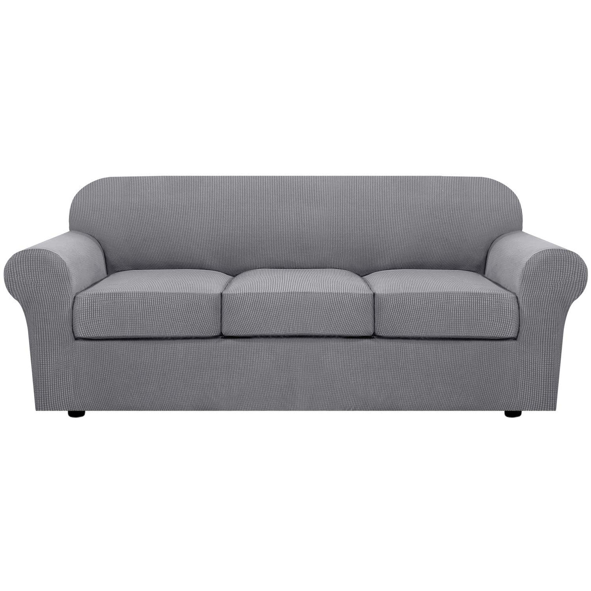 H.VERSAILTEX 4 Piece Stretch Sofa Covers for 3 Cushion Couch Covers for Living Room Furniture Slipcovers (Base Cover Plus 3 Seat Cushion Covers) Upgraded Thicker Jacquard Fabric (Sofa, Navy)