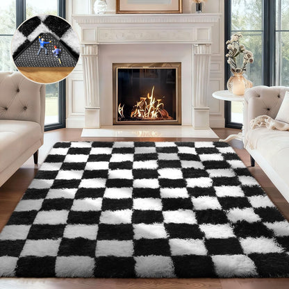 Ophanie Area Rugs 9x12 Living Room, Large Grey Bedroom Carpet, Big Shag Indoor Thick Soft Nursery Rug, Gray Fluffy Carpets for Boy and Girls Room Dorm Home Decor Aesthetic
