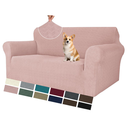 MAXIJIN Super Stretch Couch Cover for 3 Cushion Couch, 1-Piece Universal Sofa Covers Living Room Jacquard Spandex Furniture Protector Dogs Pet Friendly Fitted (Large, Gray)