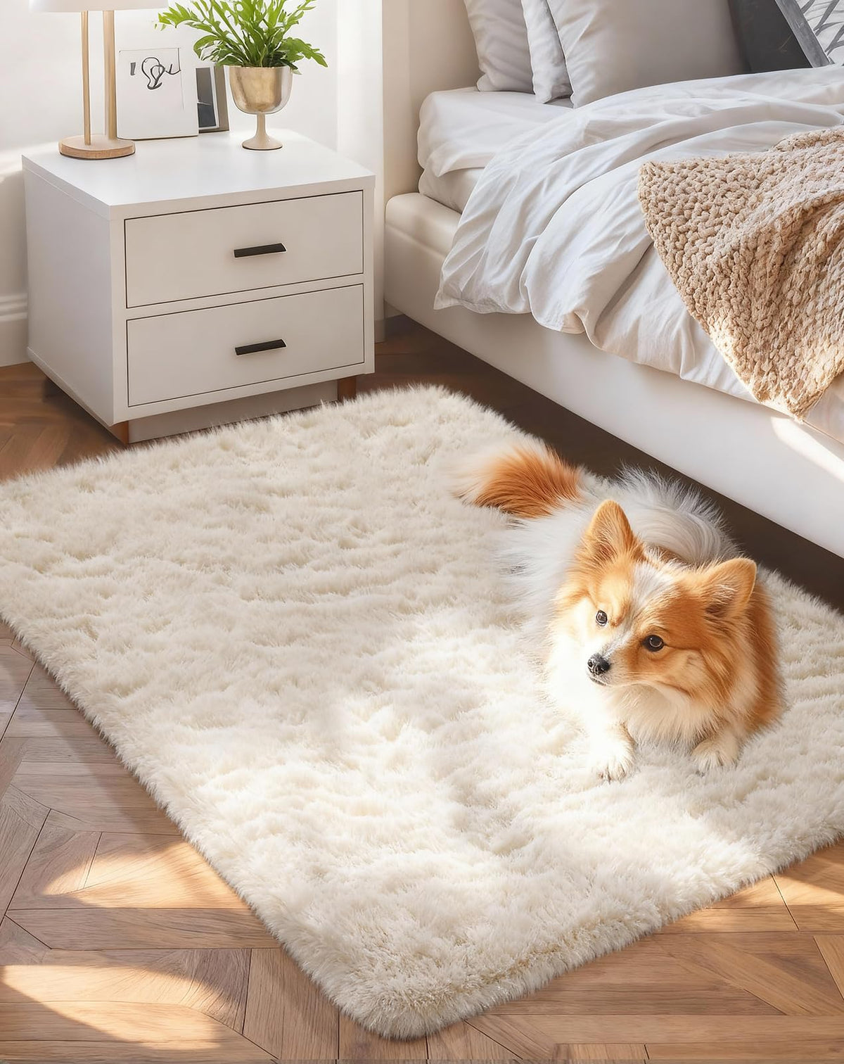Ophanie Area Rugs 9x12 Living Room, Large Grey Bedroom Carpet, Big Shag Indoor Thick Soft Nursery Rug, Gray Fluffy Carpets for Boy and Girls Room Dorm Home Decor Aesthetic