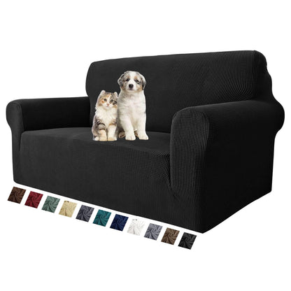 MAXIJIN Super Stretch Couch Cover for 3 Cushion Couch, 1-Piece Universal Sofa Covers Living Room Jacquard Spandex Furniture Protector Dogs Pet Friendly Fitted (Large, Gray)