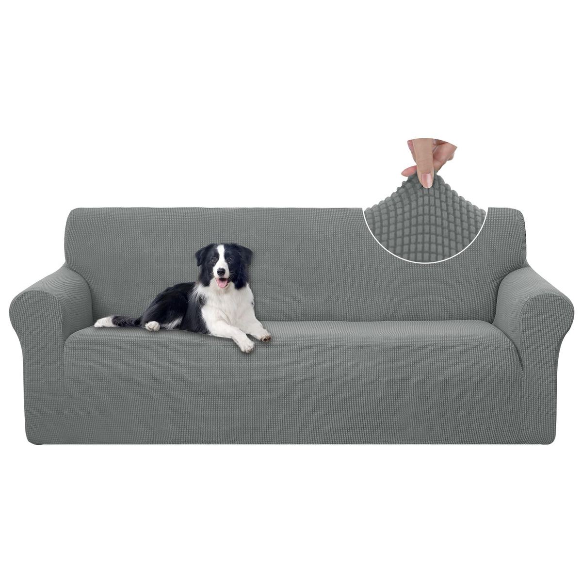 U-NICE HOME Stretch Couch Cover Slipcover for 3 Cushion Sofa, Chocolate