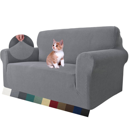 MAXIJIN Super Stretch Couch Cover for 3 Cushion Couch, 1-Piece Universal Sofa Covers Living Room Jacquard Spandex Furniture Protector Dogs Pet Friendly Fitted (Large, Gray)
