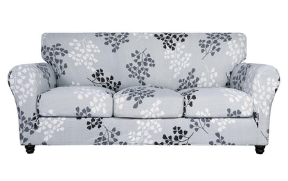 SearchI Stretch Sofa Cover Printed Couch Cover, Floral Pattern 4 Pieces Sofa Slipcover with 3 Separate Cushion Cover, Washable Furniture Protector for Living Room(Sofa, Yellow+Flower)