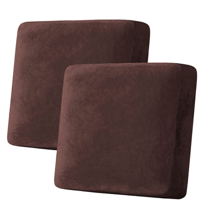 H.VERSAILTEX Velvet Stretch Couch Cushion Cover Plush Cushion Slipcover for Chair Loveseat Sofa Cushion Furniture Protector Seat Cushion Sofa Cover (2 Piece Large Sofa Cushion Covers, Ivory)