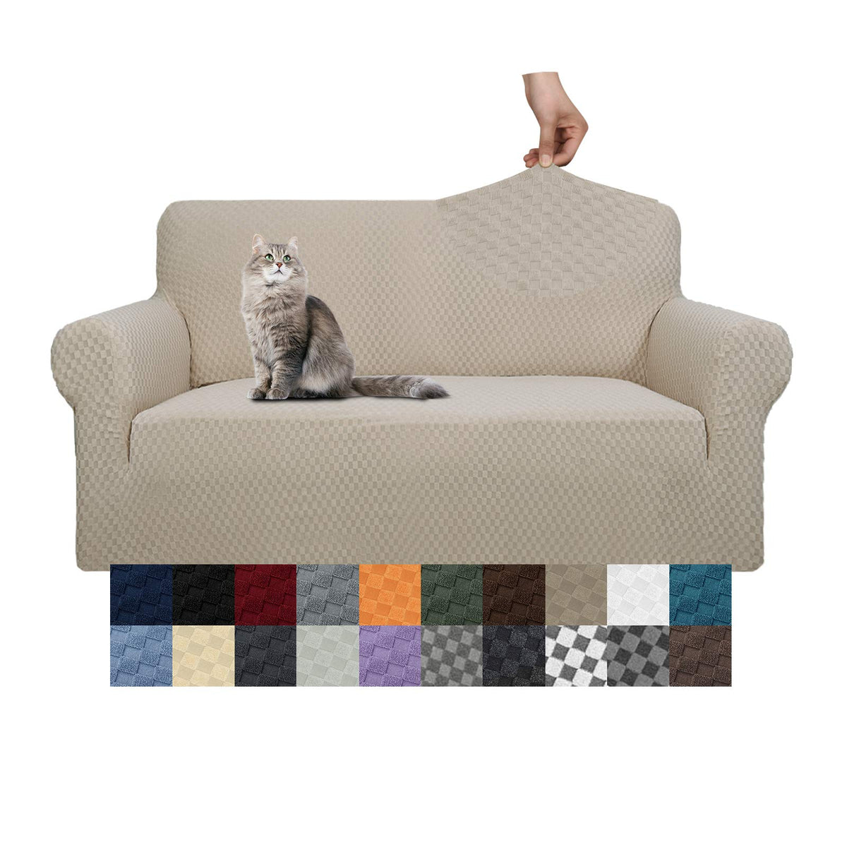 YEMYHOM Couch Cover Latest Jacquard Design High Stretch Sofa Covers for 3 Cushion Couch, Pet Dog Cat Proof Slipcover Non Slip Magic Elastic Furniture Protector (Sofa, Light Gray)