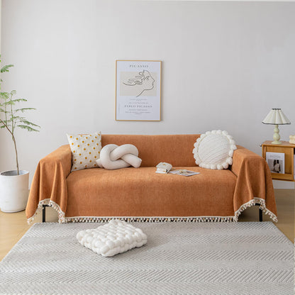 HANDONTIME Green Sofa Cover Vintage Couch Cover for Dogs 91" X150" Couch Cushion Covers with Tassel Herringbone Sofa Cover Boho Sofa Covers for 3 Cushion Couch Chenille Soft Loveseat Sofa Covers