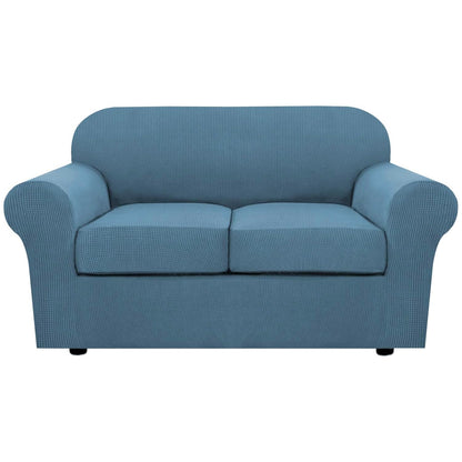 H.VERSAILTEX 4 Piece Stretch Sofa Covers for 3 Cushion Couch Covers for Living Room Furniture Slipcovers (Base Cover Plus 3 Seat Cushion Covers) Upgraded Thicker Jacquard Fabric (Sofa, Navy)