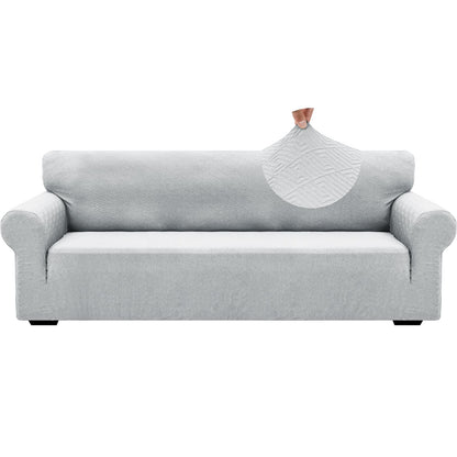 ZNSAYOTX 1 Piece Jacquard Couch Covers for 3 Cushion Couch Living Room High Stretch Sofa Cover Pets Dogs Friendly Anti Slip Thickened Slipcovers Furniture Protector (Sofa, Light Grey)