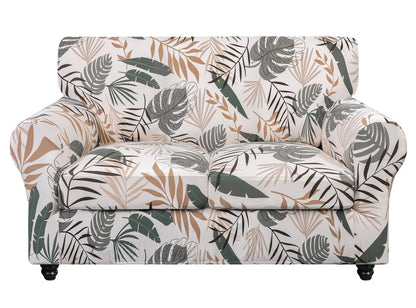 SearchI Stretch Sofa Cover Printed Couch Cover, Floral Pattern 4 Pieces Sofa Slipcover with 3 Separate Cushion Cover, Washable Furniture Protector for Living Room(Sofa, Yellow+Flower)