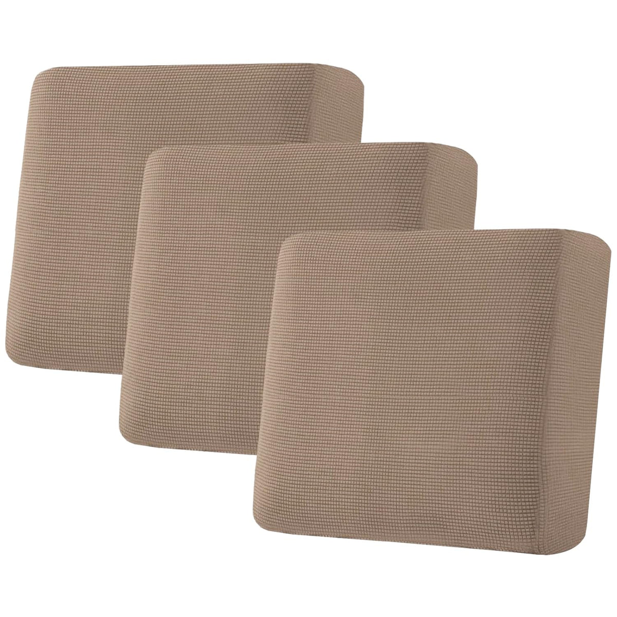 H.VERSAILTEX Super Stretch Individual Seat Cushion Covers - Sofa & Couch Cushion Slipcover Sets - Thick Jacquard Textured Twill Fabric (3 Piece, Island Fossi)