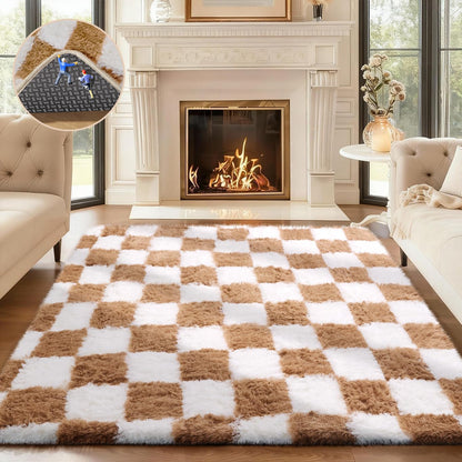 Ophanie Area Rugs 9x12 Living Room, Large Grey Bedroom Carpet, Big Shag Indoor Thick Soft Nursery Rug, Gray Fluffy Carpets for Boy and Girls Room Dorm Home Decor Aesthetic