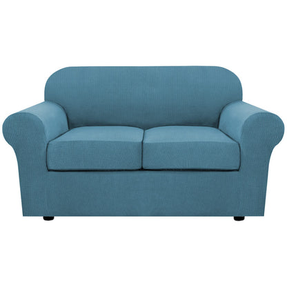 H.VERSAILTEX 4 Piece Stretch Sofa Covers for 3 Cushion Couch Covers for Living Room Furniture Slipcovers (Base Cover Plus 3 Seat Cushion Covers) Upgraded Thicker Jacquard Fabric (Sofa, Navy)