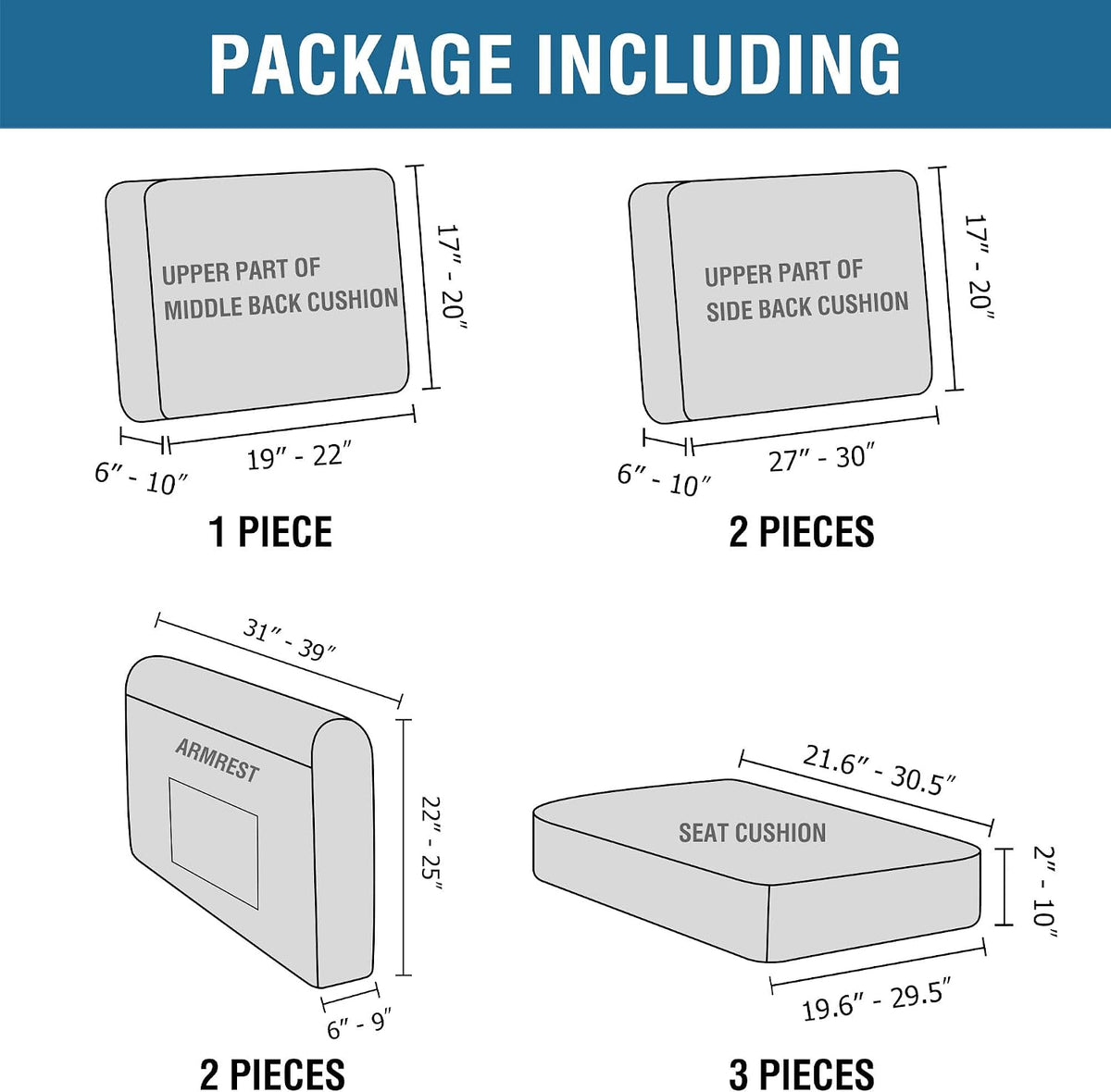 H.VERSAILTEX Multi-Pieces Sofa Covers Stretch Couch Covers Form Fitted Seats and Back Cushions Covers (3 Seat Covers Plus 3 Back Cusion Covers, Bonus 2 Armrest Covers), Sand