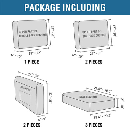 H.VERSAILTEX Multi-Pieces Sofa Covers Stretch Couch Covers Form Fitted Seats and Back Cushions Covers (3 Seat Covers Plus 3 Back Cusion Covers, Bonus 2 Armrest Covers), Sand