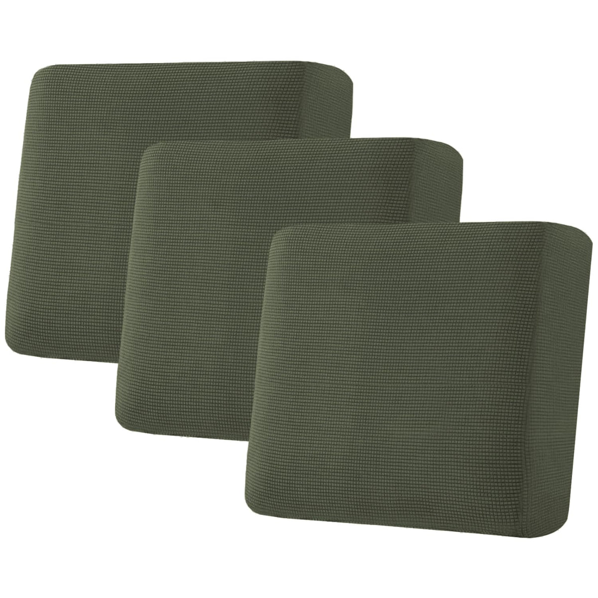 H.VERSAILTEX Super Stretch Individual Seat Cushion Covers - Sofa & Couch Cushion Slipcover Sets - Thick Jacquard Textured Twill Fabric (3 Piece, Island Fossi)