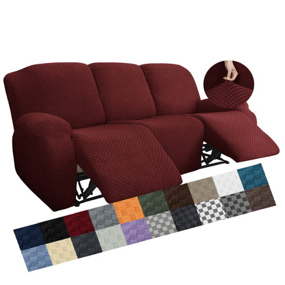 YEMYHOM 8 Pieces Stretch Recliner Sofa Cover Latest Jacquard Reclining Couch Cover with Side Pocket Anti-Slip Fitted 3 Cushion Furniture Slipcovers with Elastic Bottom (Sofa Recliner, Light Gray)