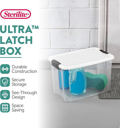 Sterilite Ultra Latch Box with Lids for Home and Office, 30 Quart, 6-Pack