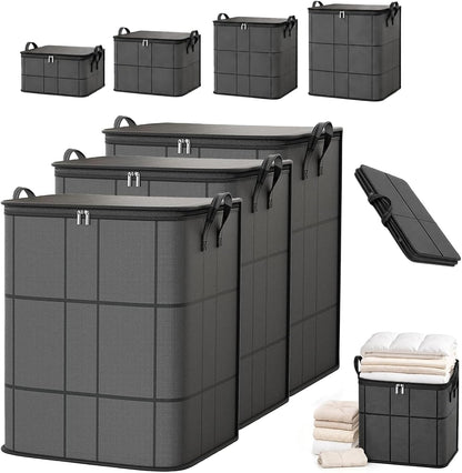 2027 Upgraded XXL Foldable Storage Bag with Reinforced Handles, 220L Fabric Organizer, Portable Moving Storage Bags with Zipper for Bedding, Clothes, Quilts & Moving (3, XXL: 23.6x19.7x27.6 in)