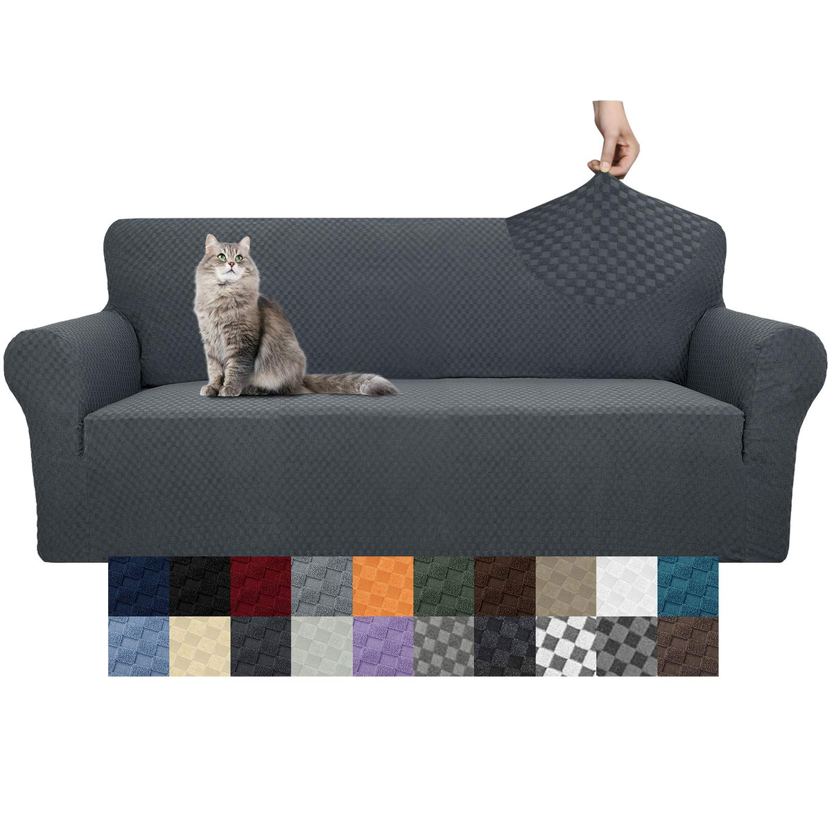 YEMYHOM Couch Cover Latest Jacquard Design High Stretch Sofa Covers for 3 Cushion Couch, Pet Dog Cat Proof Slipcover Non Slip Magic Elastic Furniture Protector (Sofa, Light Gray)