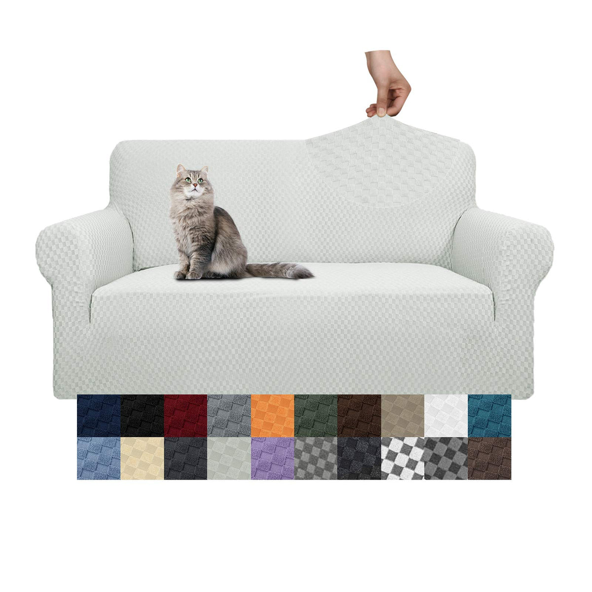 YEMYHOM Couch Cover Latest Jacquard Design High Stretch Sofa Covers for 3 Cushion Couch, Pet Dog Cat Proof Slipcover Non Slip Magic Elastic Furniture Protector (Sofa, Light Gray)