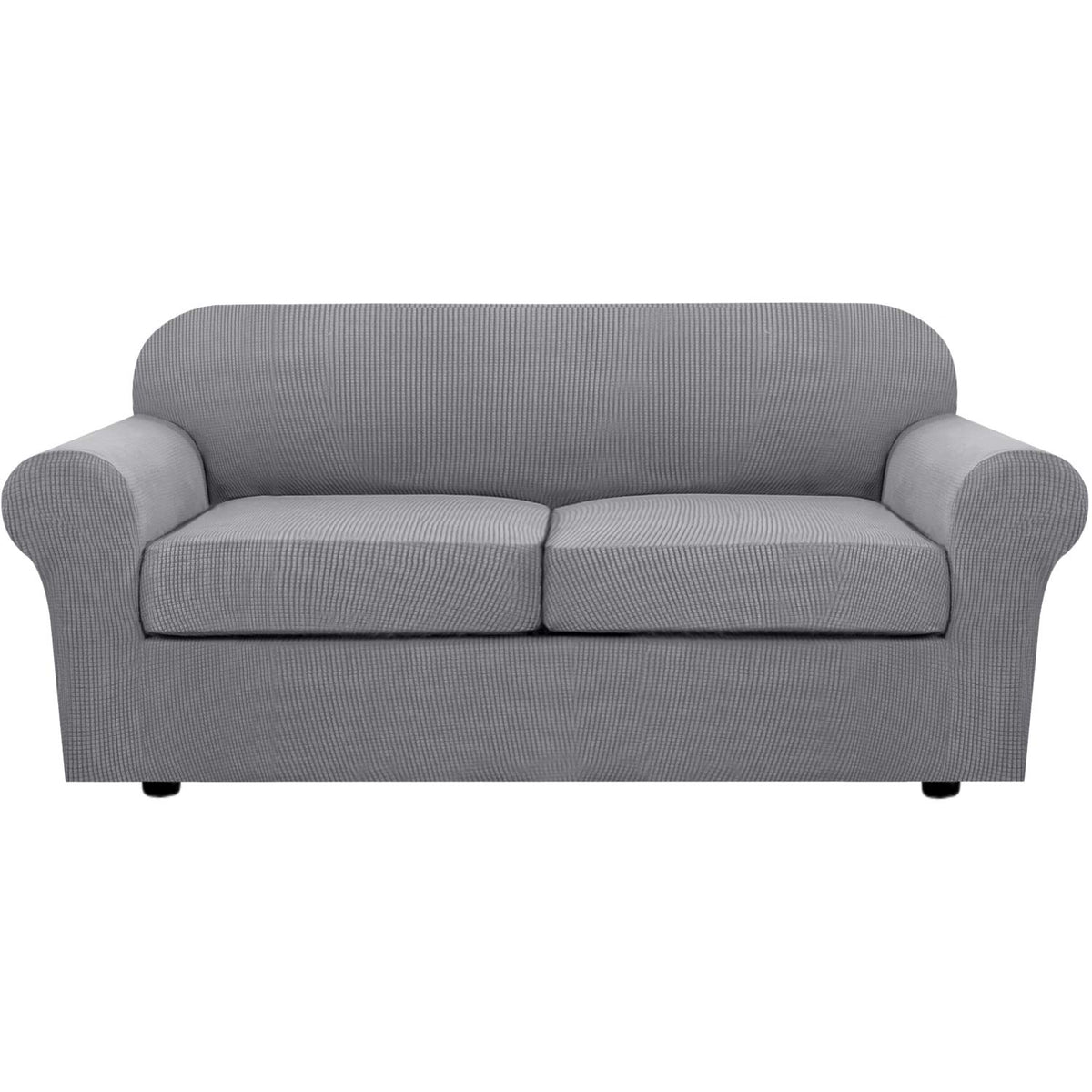 H.VERSAILTEX 4 Piece Stretch Sofa Covers for 3 Cushion Couch Covers for Living Room Furniture Slipcovers (Base Cover Plus 3 Seat Cushion Covers) Upgraded Thicker Jacquard Fabric (Sofa, Navy)