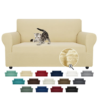 ZNSAYOTX Super Stretch Couch Cover (72"-92") Universal Sofa Covers with Elastic Bottom, Dog Cat Pets Friendly Washable Furniture Protector Fitted Sofa Slipcovers Stay in Place (Dark Grey, Sofa)