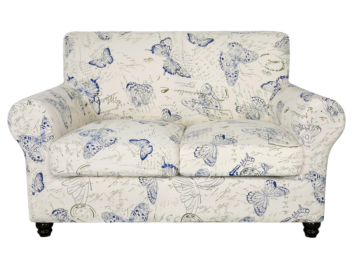 SearchI Stretch Sofa Cover Printed Couch Cover, Floral Pattern 4 Pieces Sofa Slipcover with 3 Separate Cushion Cover, Washable Furniture Protector for Living Room(Sofa, Yellow+Flower)