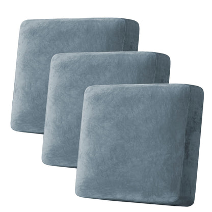 H.VERSAILTEX Velvet Stretch Couch Cushion Cover Plush Cushion Slipcover for Chair Loveseat Sofa Cushion Furniture Protector Seat Cushion Sofa Cover (2 Piece Large Sofa Cushion Covers, Ivory)