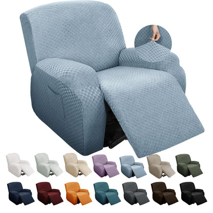 YEMYHOM 8 Pieces Stretch Recliner Sofa Cover Latest Jacquard Reclining Couch Cover with Side Pocket Anti-Slip Fitted 3 Cushion Furniture Slipcovers with Elastic Bottom (Sofa Recliner, Light Gray)