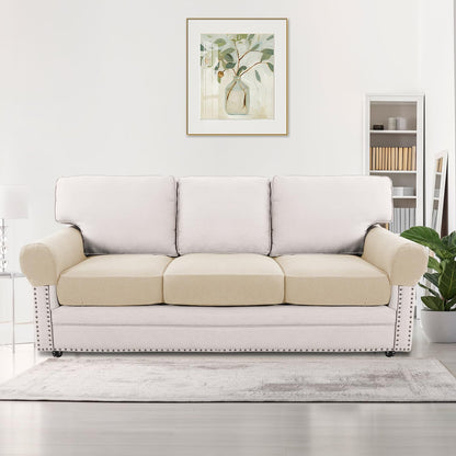 H.VERSAILTEX Multi-Pieces Sofa Covers Stretch Couch Covers Form Fitted Seats and Back Cushions Covers (3 Seat Covers Plus 3 Back Cusion Covers, Bonus 2 Armrest Covers), Sand