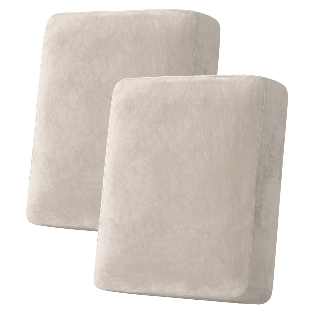 H.VERSAILTEX Velvet Stretch Couch Cushion Cover Plush Cushion Slipcover for Chair Loveseat Sofa Cushion Furniture Protector Seat Cushion Sofa Cover (3 Piece Sofa Cushion Covers, Ivory)