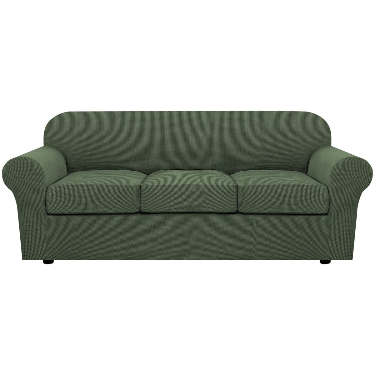 H.VERSAILTEX 4 Piece Stretch Sofa Covers for 3 Cushion Couch Covers for Living Room Furniture Slipcovers (Base Cover Plus 3 Seat Cushion Covers) Upgraded Thicker Jacquard Fabric (Sofa, Navy)