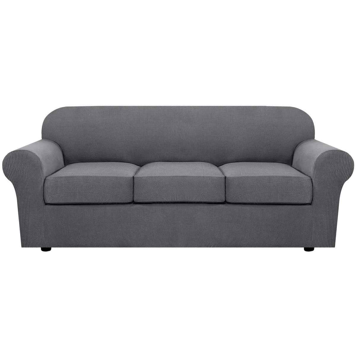H.VERSAILTEX 4 Piece Stretch Sofa Covers for 3 Cushion Couch Covers for Living Room Furniture Slipcovers (Base Cover Plus 3 Seat Cushion Covers) Upgraded Thicker Jacquard Fabric (Sofa, Navy)