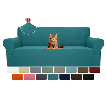 MAXIJIN Super Stretch Couch Cover for 3 Cushion Couch, 1-Piece Universal Sofa Covers Living Room Jacquard Spandex Furniture Protector Dogs Pet Friendly Fitted (Large, Gray)